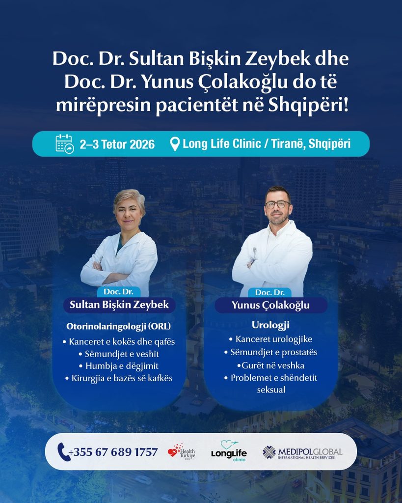 Mjekë ndërkombëtarë vijnë në Tiranë, konsultime në Long Life Clinic